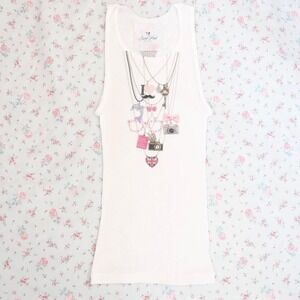 y2k jewelry print graphic ribbed tank charms necklace